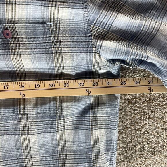 FUBU Shirt Mens Large Blue Plaid Short Sleeve Button Up Hip Hop Streetwear Logo - Picture 6 of 12
